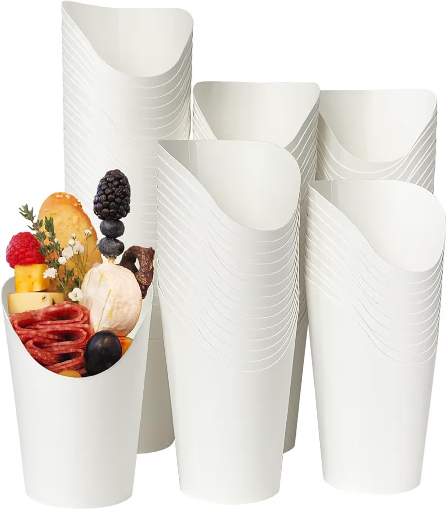 CAMKYDE 100 Pcs French Fries Holder, 12oz Disposable Paper French Fry Cups White Charcuterie Cups for all Occasions (12oz, White) | Amazon (US)