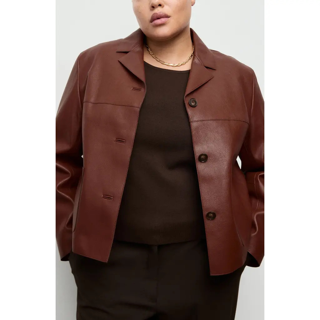 MANGO Faux Leather Jacket in Burnt Orange at Nordstrom, Size X-Small | Nordstrom