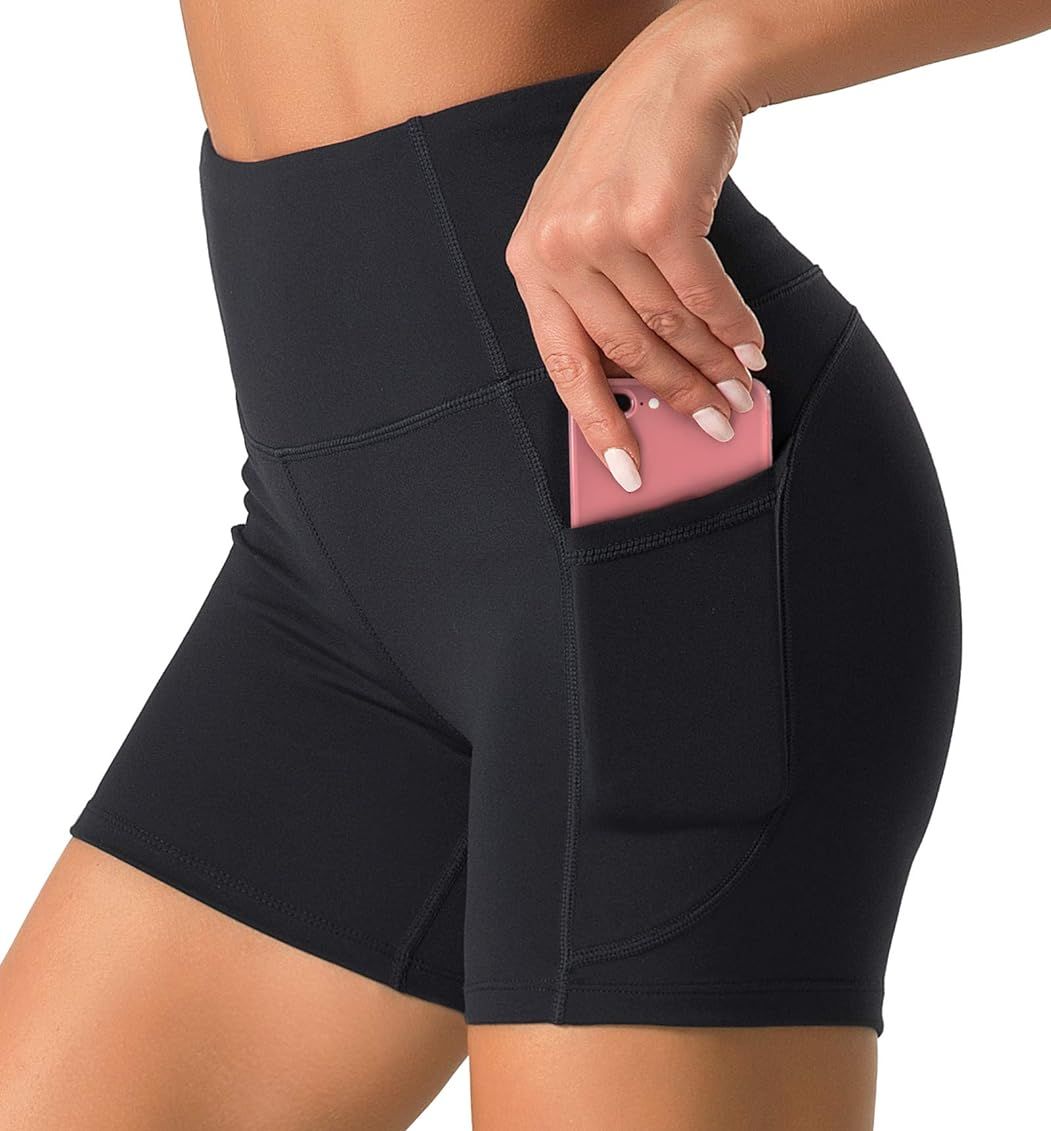 Dragon Fit High Waist Yoga Shorts for Women with 2 Side Pockets Tummy Control Running Home Workout S | Amazon (US)