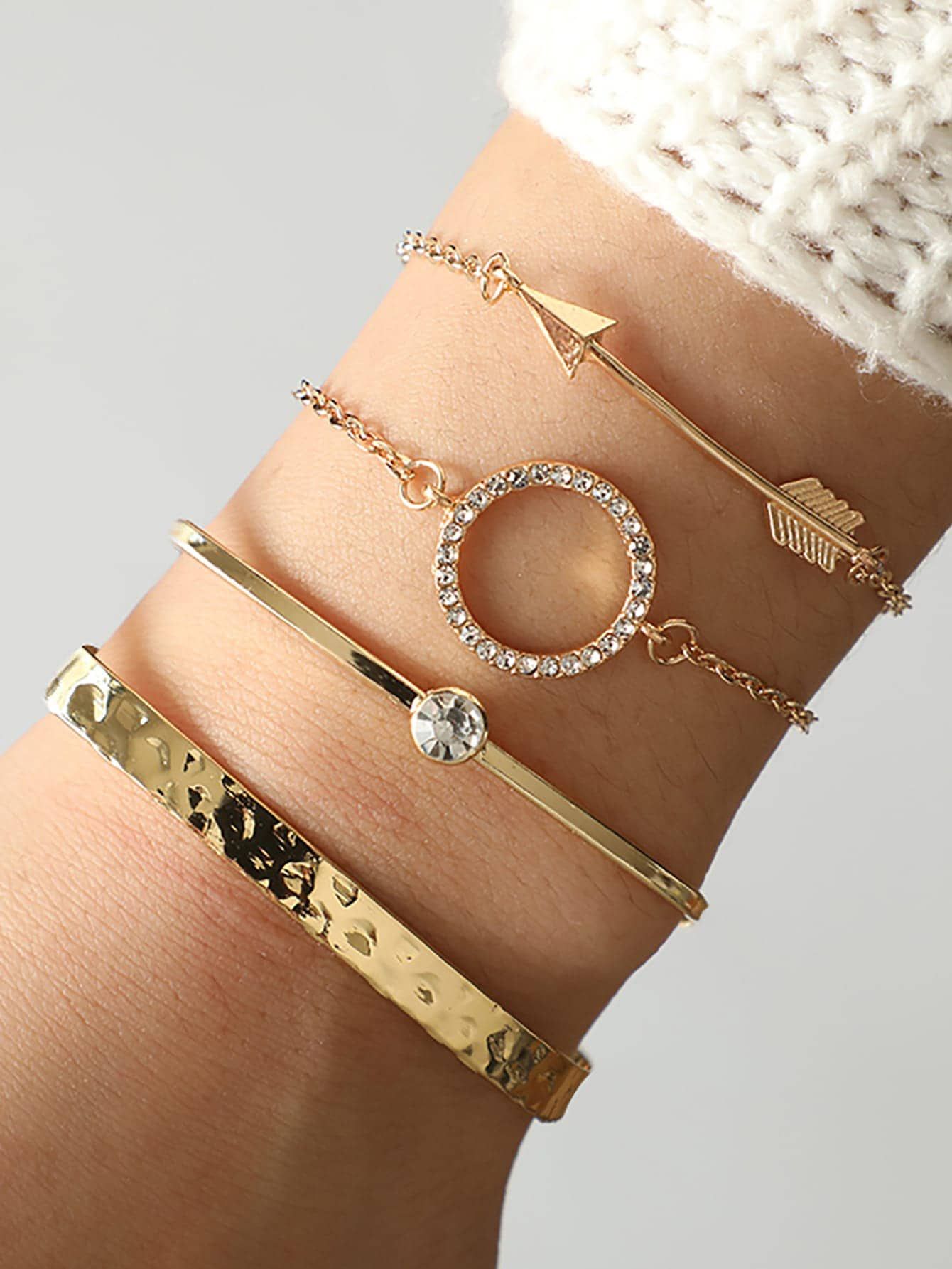 Arrow & Circle Bracelet Set 4pcs | SHEIN