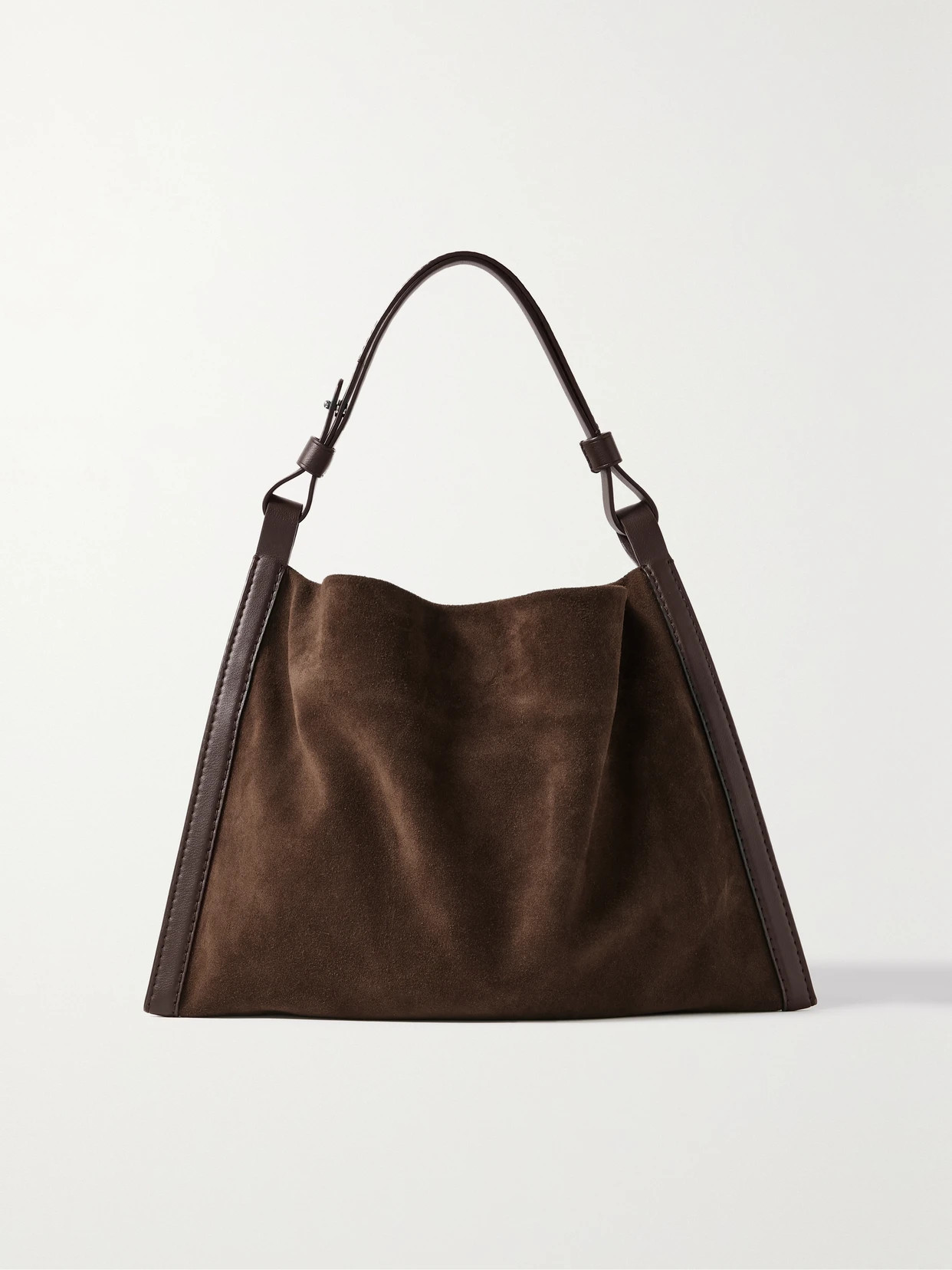 Proenza Schouler White Label - Minetta Leather-trimmed Suede Shoulder Bag - Brown | NET-A-PORTER (US)