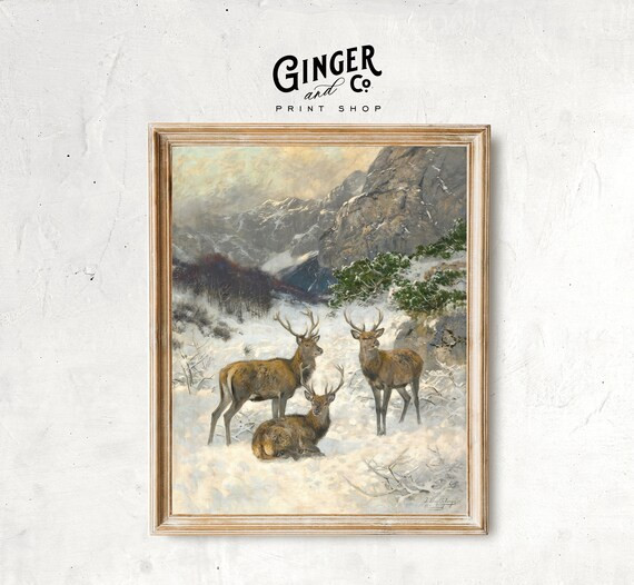 Deer Herd in Winter  PRINTABLE DIGITAL DOWNLOAD  Vintage - Etsy | Etsy (US)