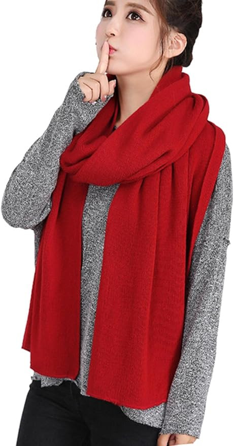 Wander Agio Women's Warm Scarves Long Shawl Winter Warm Large Scarf Pure Color | Amazon (US)
