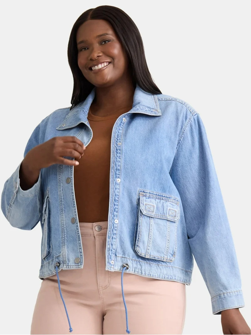 Terra & Sky Women's Plus Size Denim Utility Jacket, Sizes 0X-5X | Walmart (US)