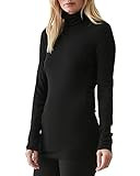Michael Stars Women's 2x1 Ribbed Long Sleeve Turtleneck, Black, One Size | Amazon (US)