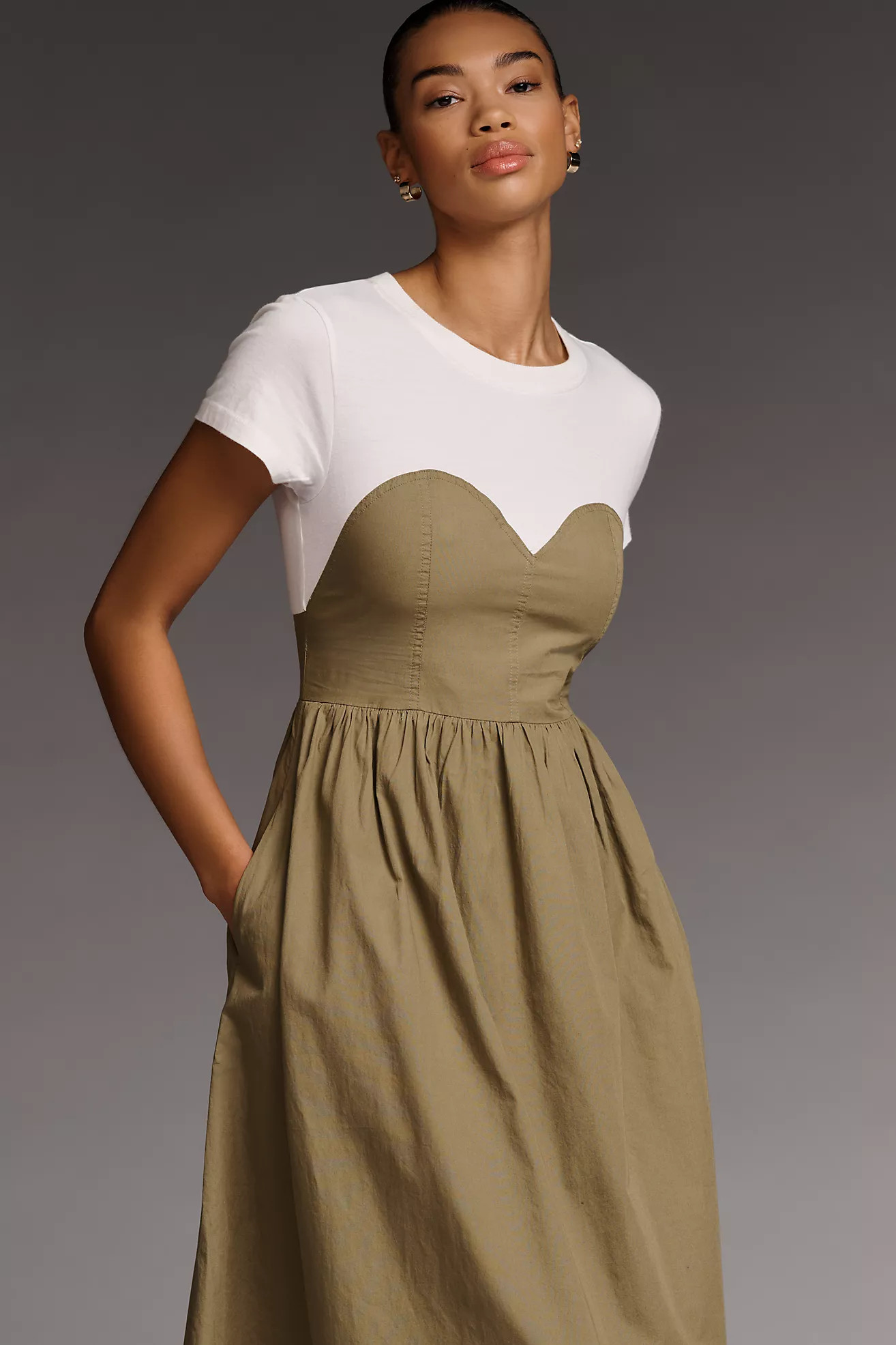 Maeve Bustier Twofer Midi Dress | Anthropologie (US)