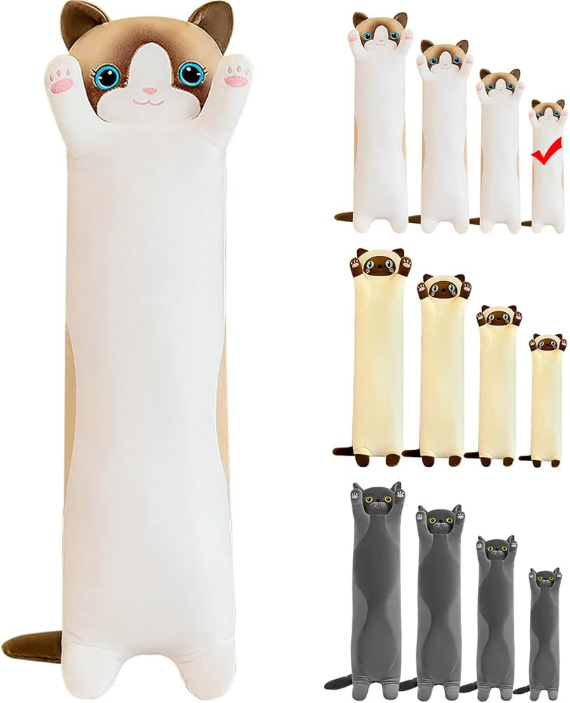 weallbuy Long Cat Plush Pillow - Soft Cat Stuffed Animals Pillow Long Cat Pillow Plush for Kids A... | Amazon (US)