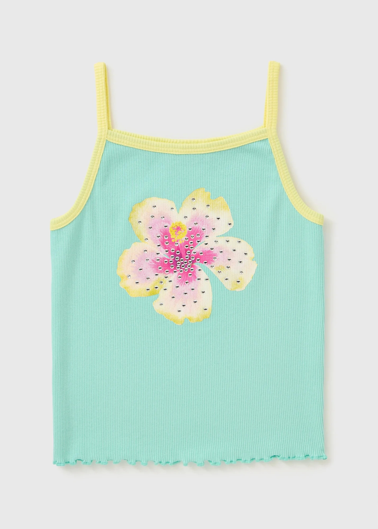 Girls Green Hibiscus Flower Vest (7-15yrs) | Matalan (UK)