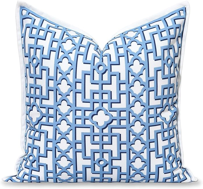 Hofdeco Premium Coastal Hampton Patio Indoor Outdoor Throw Pillow Cover Only, 20"x20" Water Repel... | Amazon (US)