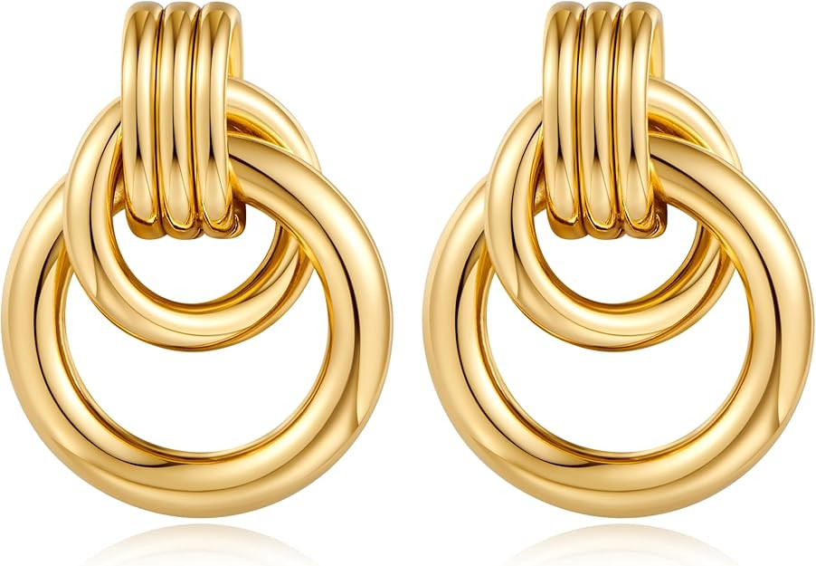 Gold Geometric Drop Dangle Earrings for Women Long Link Dangle Earrings Jewelry | Amazon (US)