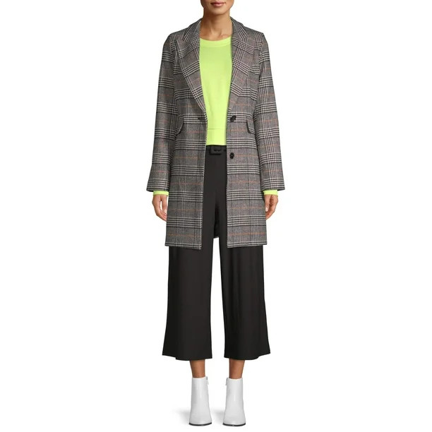 Kendall + Kylie Women's Plaid Coat - Walmart.com | Walmart (US)