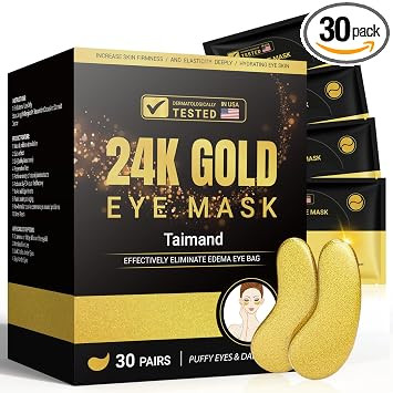 Under Eye Patches (30 Pairs), 24K Gold Eye Mask for Puffy Eyes | for Dark Circles, Bags and Wrink... | Amazon (US)
