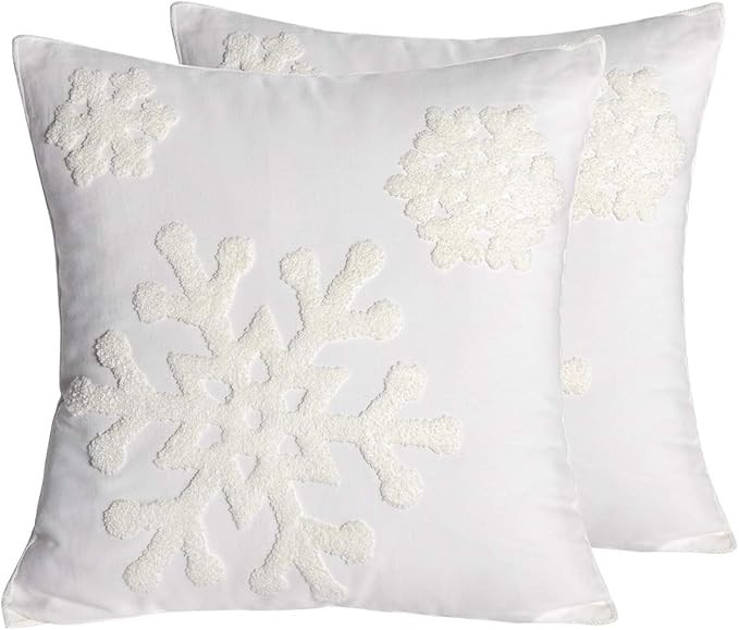 18x18,Cotton Christmas Blessing Throw Pillow Cover for Bed Sofa Cushion Car Snowflake Embroiderie... | Amazon (US)