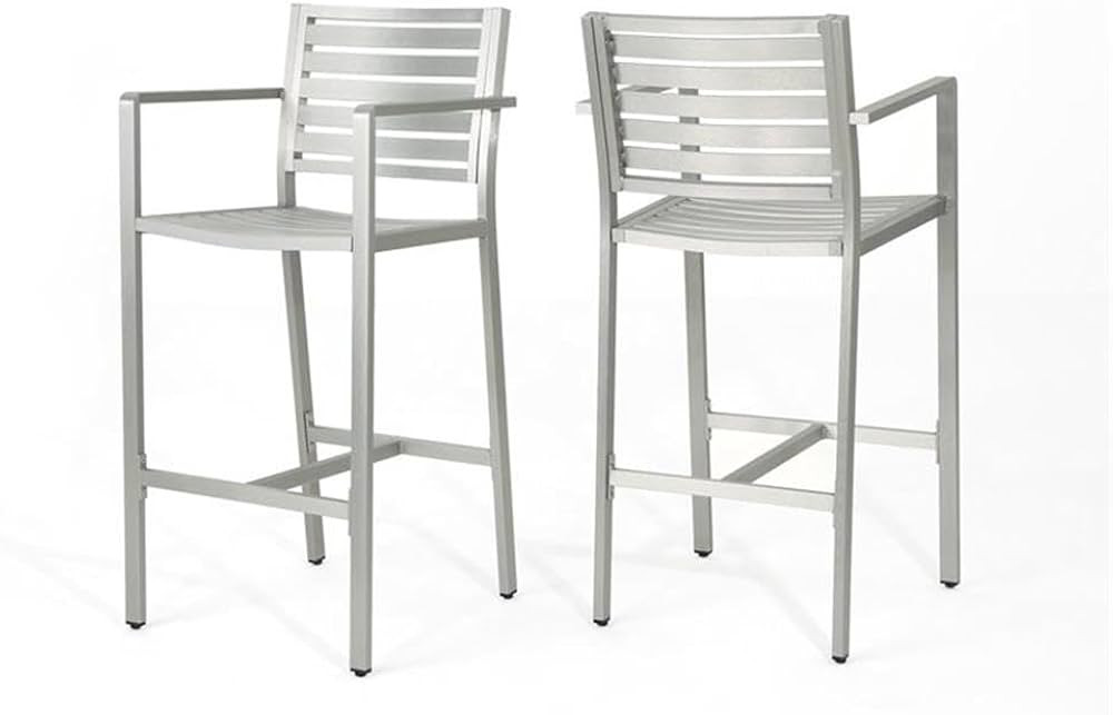 Christopher Knight Home Tammy Coral Outdoor Silver Rust-Proof Aluminum 29.50 Inch Barstools (Set ... | Amazon (US)