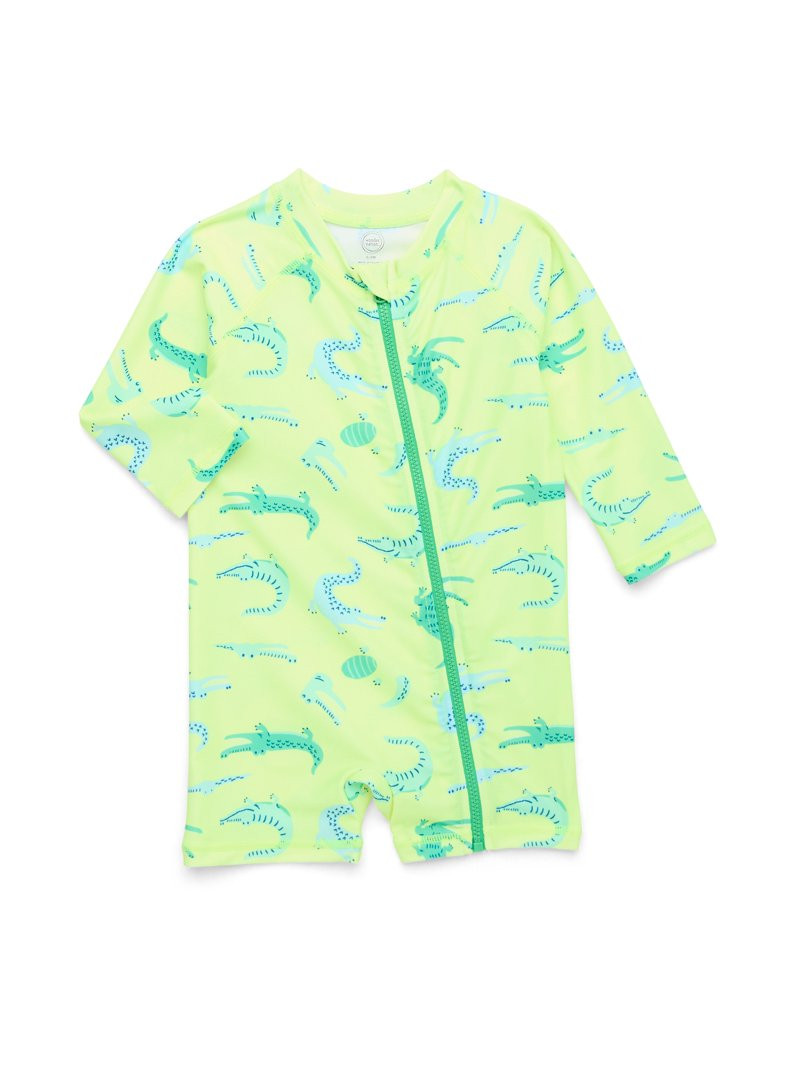 Wonder Nation Baby One-Piece Rash Guard Swimsuit, Sizes 0/3M-12M - Walmart.com | Walmart (US)