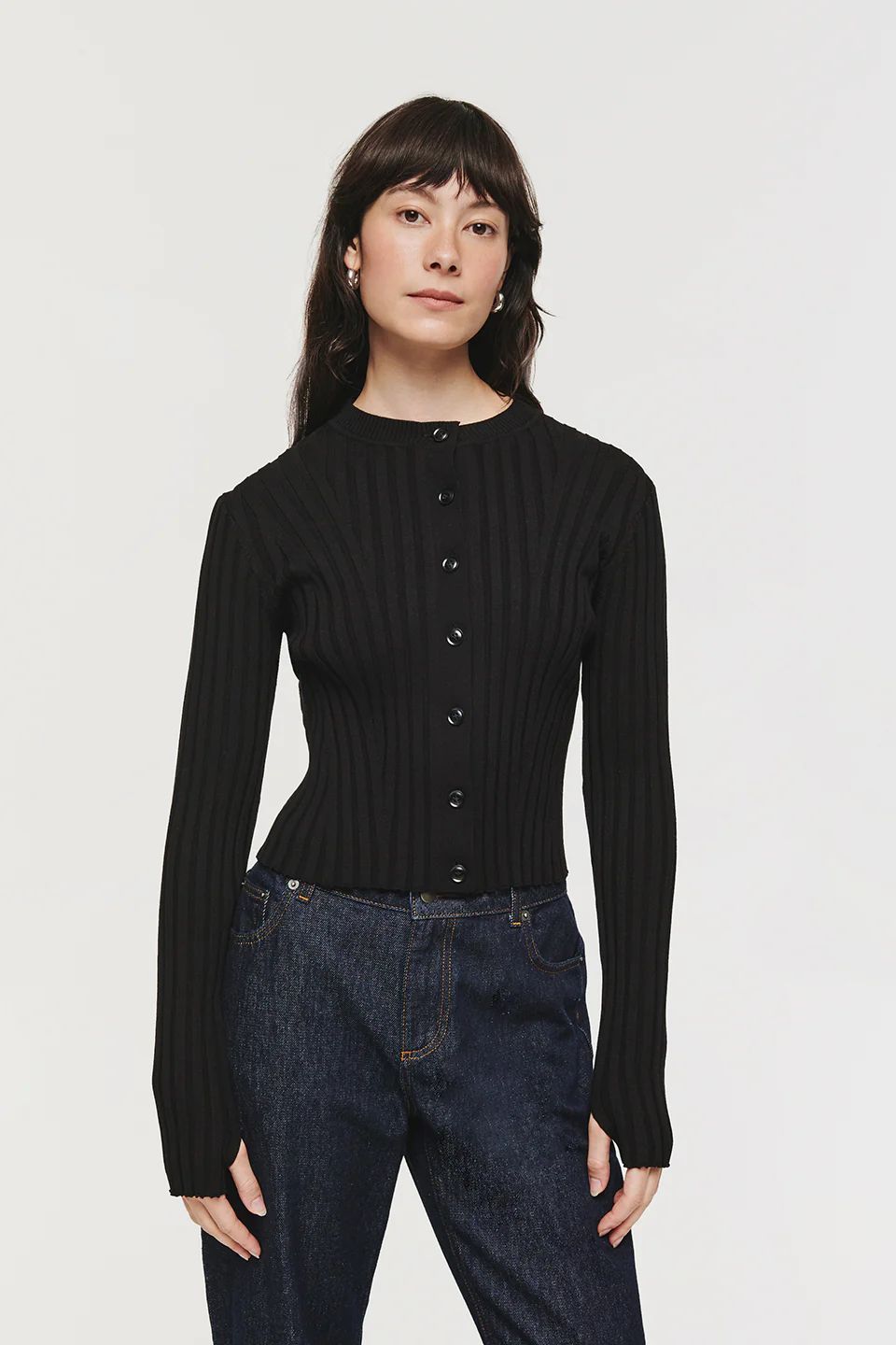 Michelle | Ribbed Cardigan in Black | ALIGNE | Aligne UK