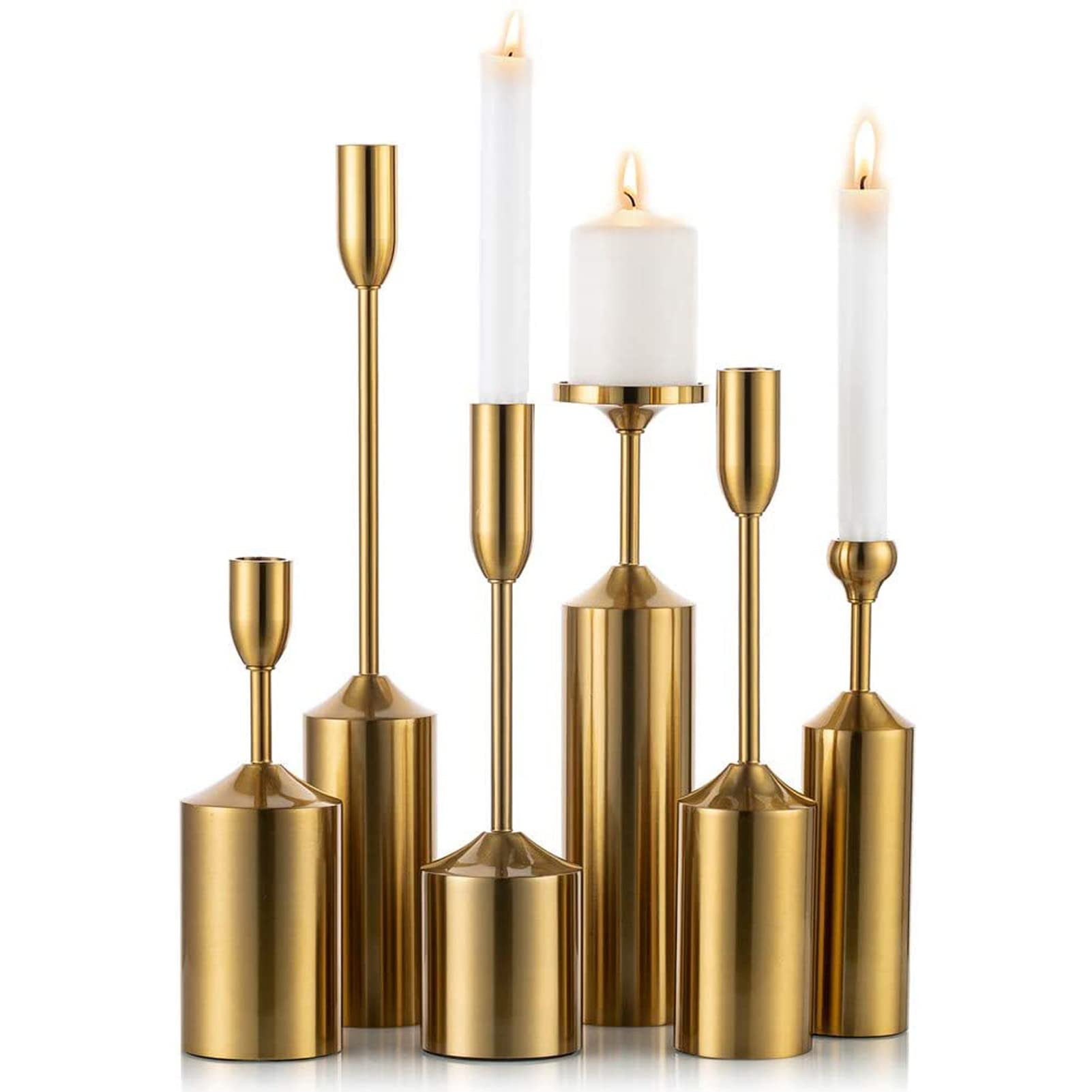 Sziqiqi Tall Candlestick Holders for Taper Candles Decorative Candle Holder Set of 6, Gold Finish... | Amazon (US)