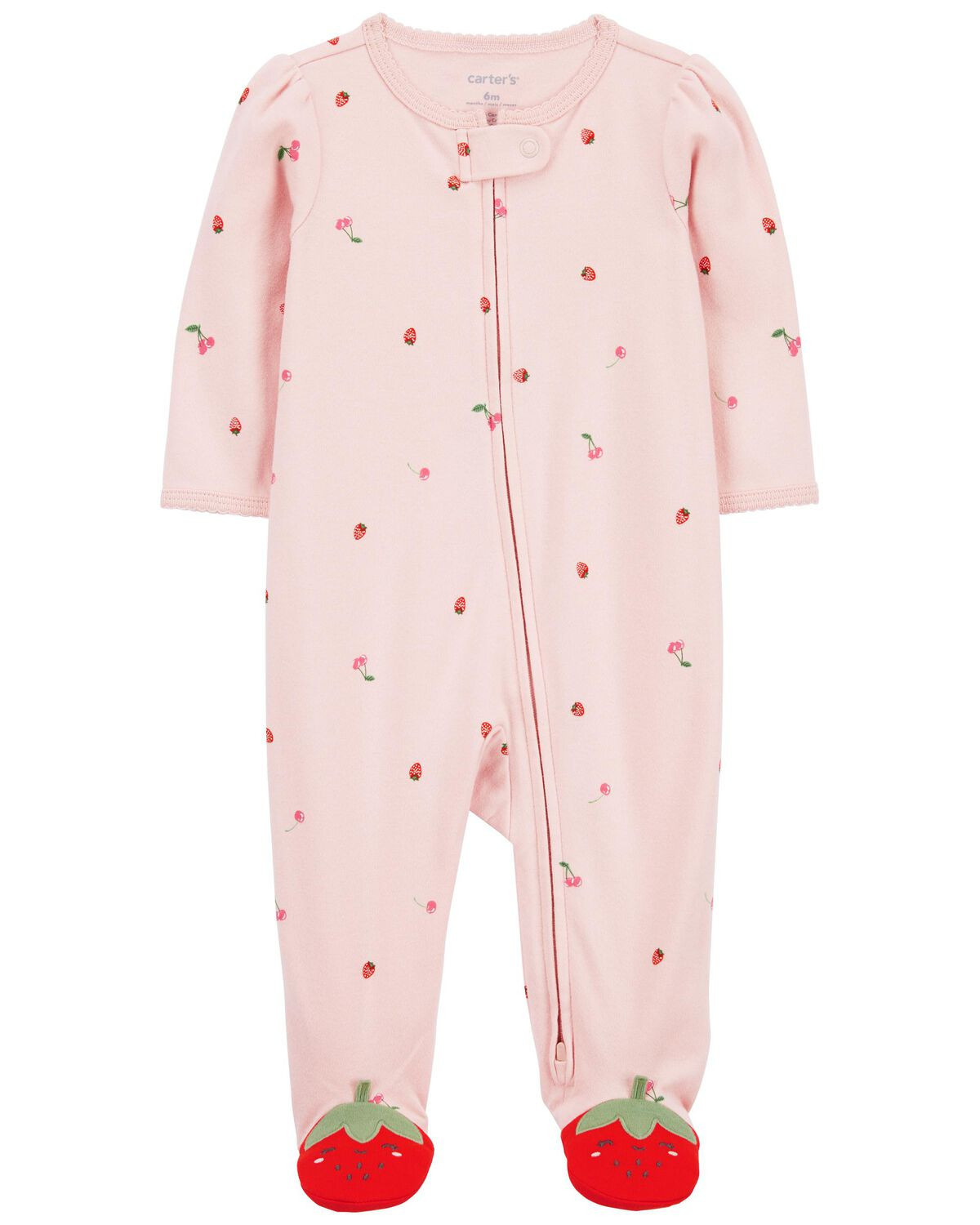 Pink Baby Strawberry 2-Way Zip Cotton Sleep & Play Pajamas | oshkosh.com | OshKosh B'gosh