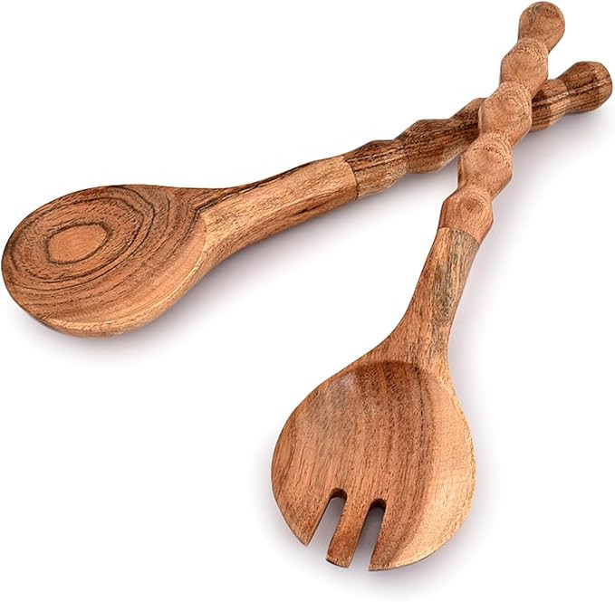 NIRMAN Acacia Wood Cooking Spoons Set of 2 of Salad Mixing Dinner Fork and Spoon Home Kitchen Foo... | Amazon (US)