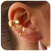 Mothers Day Gifts 3PCS Ear Cuffs Non Piercing Earrings for Women - Chunky & Thin 14K Gold Plated ... | Amazon (US)