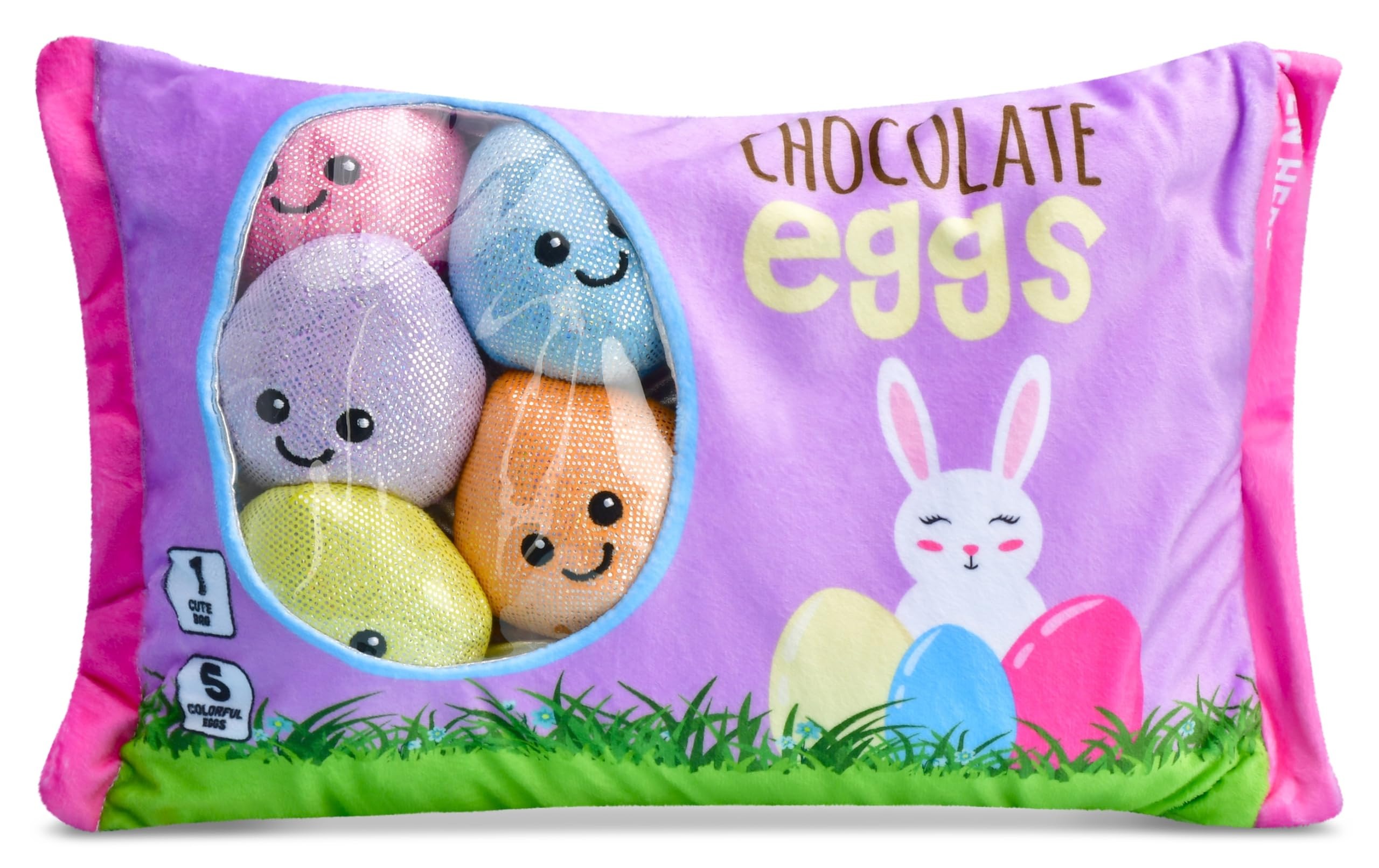 iscream Play with Your Food! Shiny Foil Easter Eggs Fleece Play Pillow Set with Embroidered Accen... | Amazon (US)