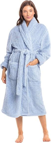 Alexander Del Rossa Women's Plush Fleece Robe, Warm Long Hair Shaggy Bathrobe | Amazon (US)