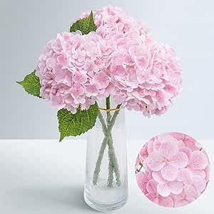 Waipfaru 21" Real Touch Hydrangea Artificial Flowers with Long Stem & Leaves, Full Latex Faux Hyd... | Amazon (US)