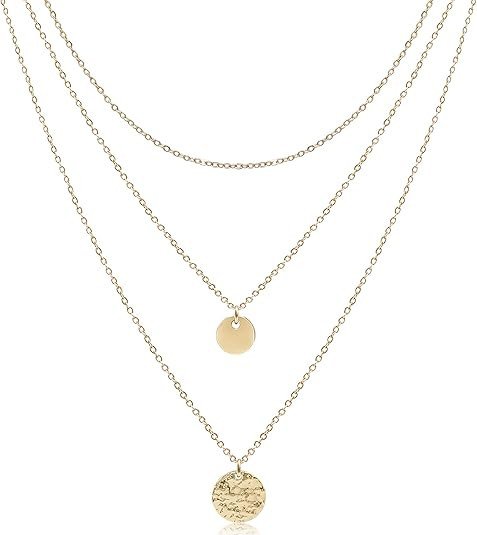 Amazon.com: Layered Coin Tube Pendant Choker Necklace for Women Girls Dainty Gold Plated Layering... | Amazon (US)