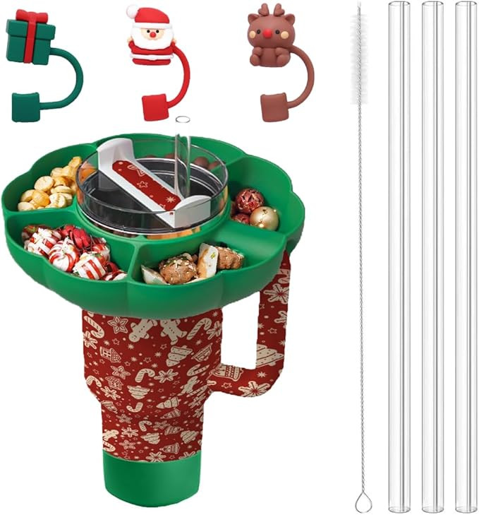 BamHome Combo Snack bowl and Straw Covers, Cover Boot, Stanley Straw, Straw Brush, Snack Tray, St... | Amazon (US)