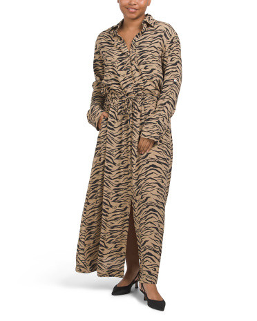 Radial Tiger Maxi Shirt Dress | TJ Maxx
