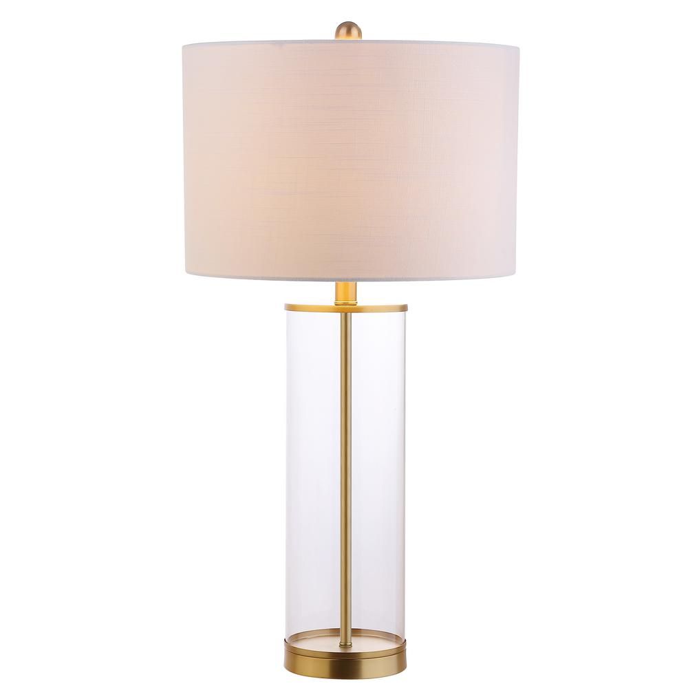 Collins 29.25 in. H Brass Gold Glass Table Lamp | The Home Depot