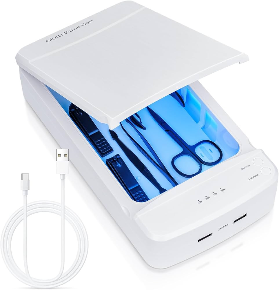 Nail Tool Sterilizer with Blue Light,LXIANGN Portable USB Sterilizating Box for Manicure Salon,Tw... | Amazon (US)