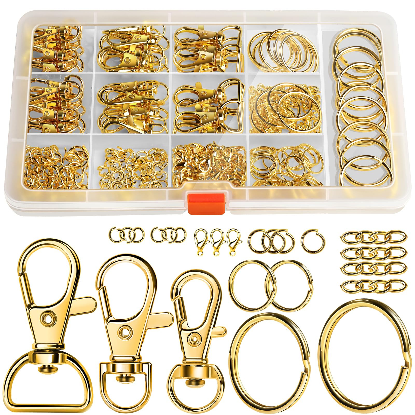 LEOBRO 265PCS Keychain Clip with Key Chain Rings, Key Chain Making Kit, Lobster Claw Clasps Key C... | Amazon (US)