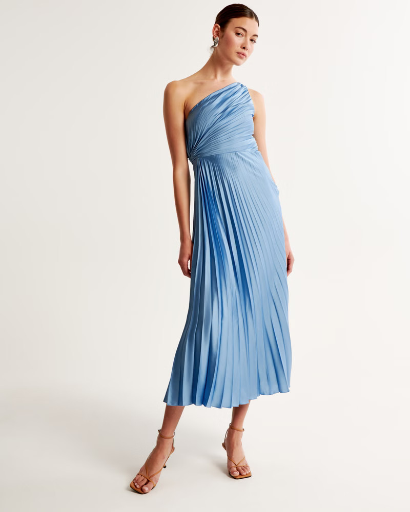 One-Shoulder Pleated Maxi Dress | Abercrombie & Fitch (US)