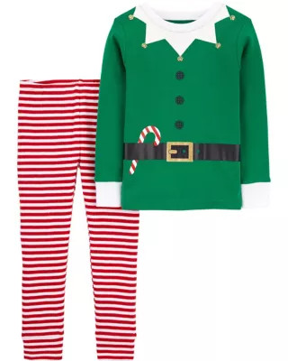 carter's® Size 2T 2-Piece Organic Cotton Elf Pajama Set in Green | Bed Bath & Beyond