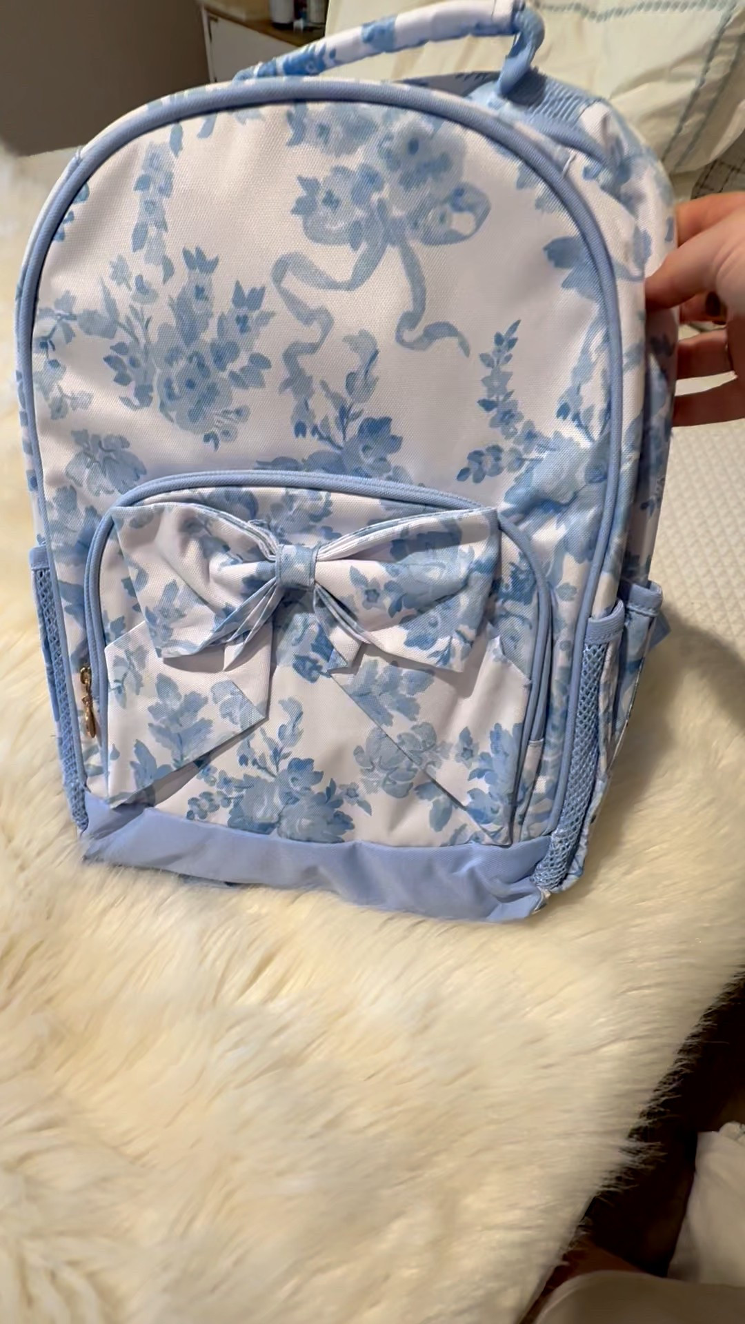 Back to school girls backpack girly blue and white bows pottery barn kids

#LTKKids #LTKFamily