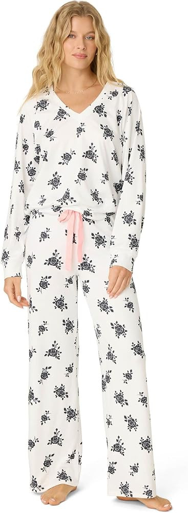 PJ Salvage womens [Amazon Exclusive] Cloud Jersey Open-bottom Pajama 2-piece Pj Set | Amazon (US)