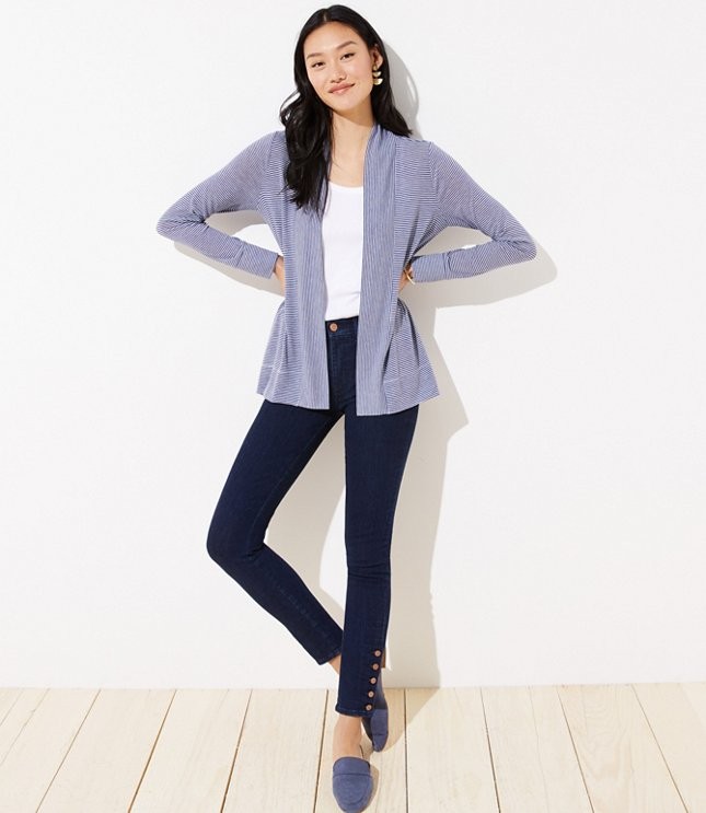 Striped Jersey Open Cardigan | LOFT