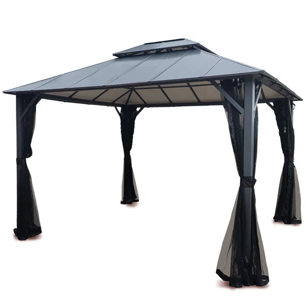 Double Roof Insulated 12 Ft. W X 10 Ft. D Metal Patio Gazebo | Wayfair Professional