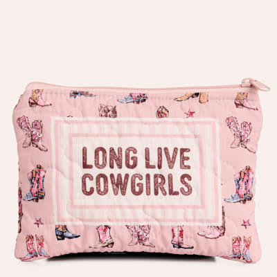 Ida Mae Home Long Live Cowgirls Rose Boot Print Quilted Small Makeup Bag | Cavender's