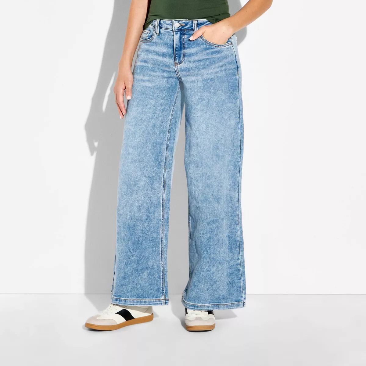 Women's Mid-Rise Lowkey Wide Leg Jeans - Wild Fable™ Medium Wash 2 | Target