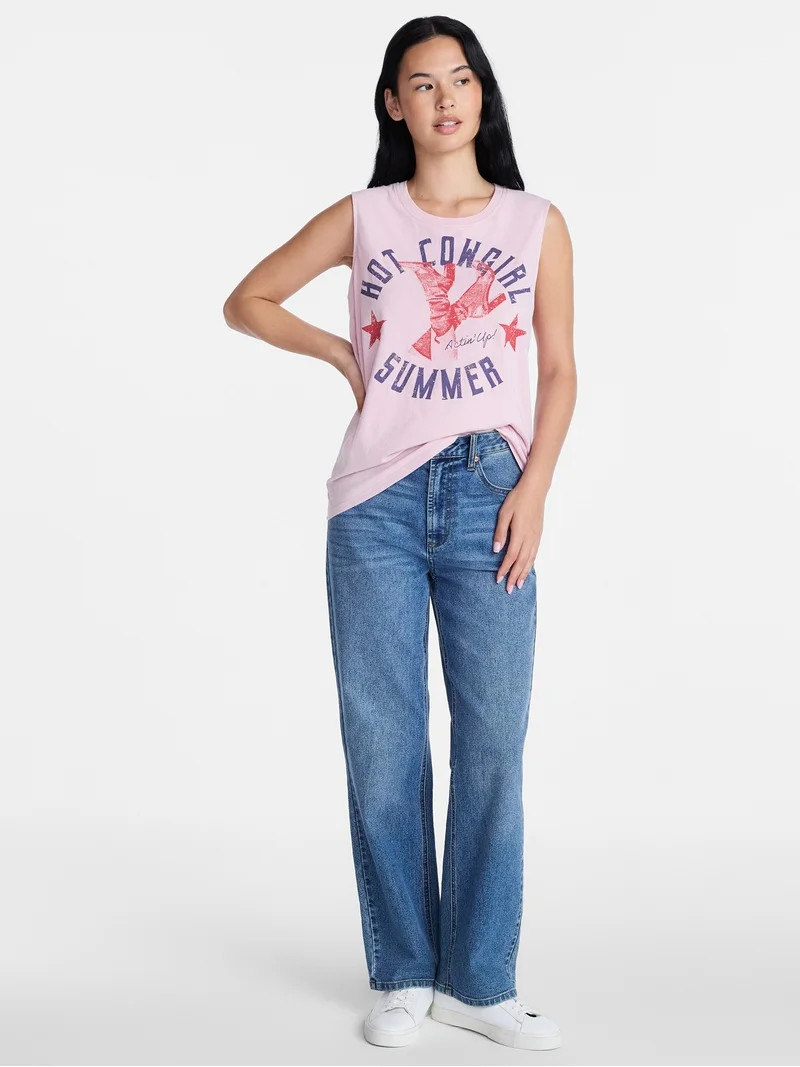 Americana Women's Hot Cowgirl Summer Graphic Muscle Tank Top from Way to Celebrate, Sizes S-XXXL | Walmart (US)