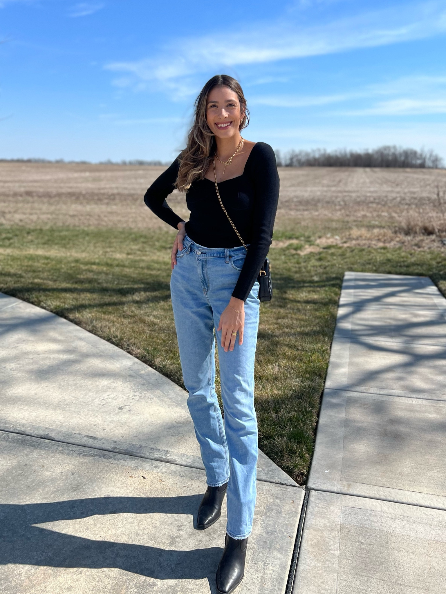 Church outfit 🖤☀️
#momstyle #momoutfit #westernboots #abercrombie #denin 

#LTKstyletip #LTKFind #LTKshoecrush