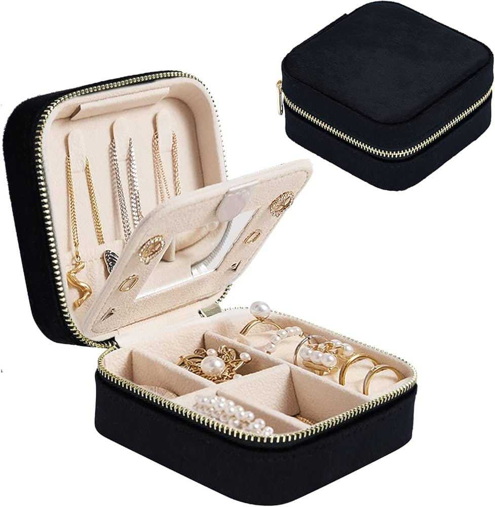 Darbermu Mini Jewelry Box Organiser, Portable Travel Jewellery Case, Velvet Double Layer Jewelry ... | Amazon (UK)