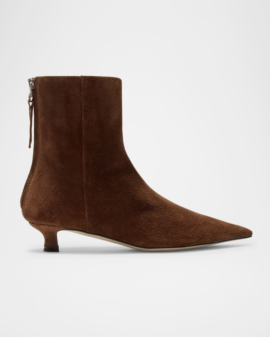Aeyde Zoe Suede Kitten Ankle Booties | Neiman Marcus
