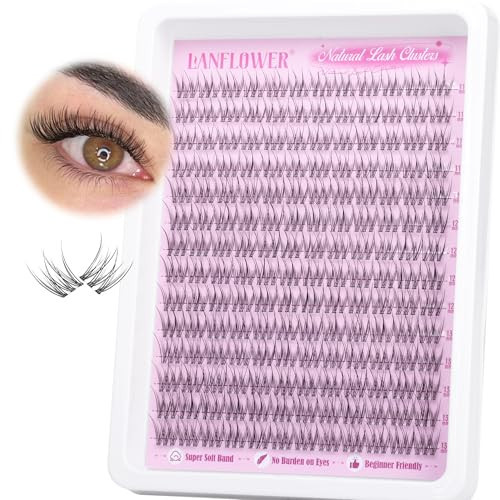 Natural Lash Clusters Wispy Eyelash Clusters Clear Band Cluster Eyelash Extensions 168pcs Individual Lashes Soft and Lightweight Bandless Cluster Lashes C Curved Lash Extension by Lanflower | Amazon (US)