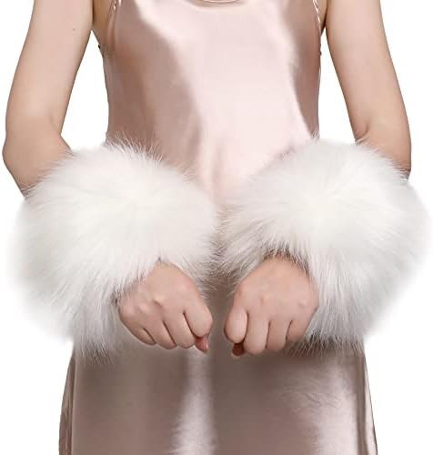 Dikoaina Faux Fur Wrist Cuffs- Winter Furry Bands Fox Fur Wrist Warmer,Arm Warmer, Leg Warmer, On... | Amazon (US)