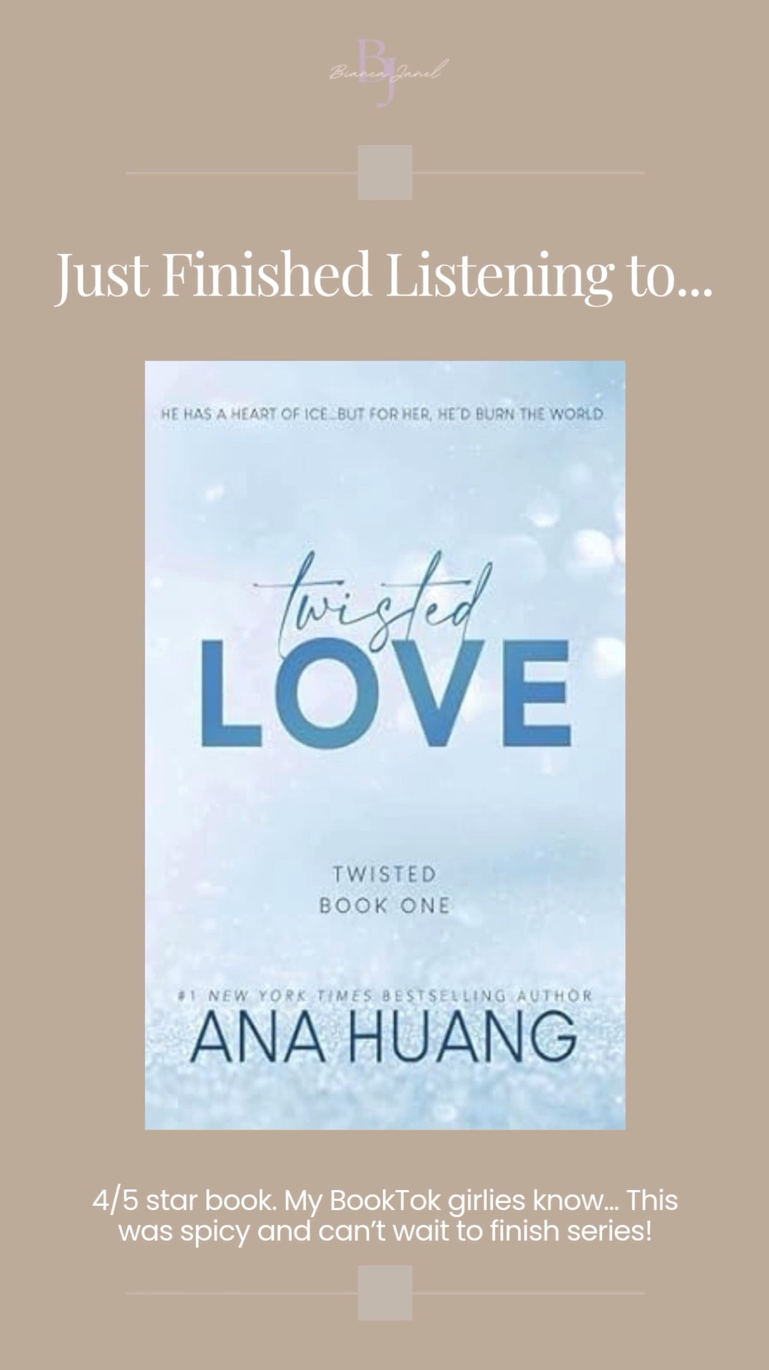 The Audiobook That Pulled Me Back In 🔥🎧 Just finished Twisted by Ana Huang, and wow—the BookTok girlies were right! Spicy, addictive, and impossible to pause. This one got me back into audiobooks, and now I have to finish the whole series! ⭐️ 4/5—who’s read it?! 📖✨ 

#BiancaJanel #BookTokRecs #SpicyReads #RomanceBooks #AudiobookLover #CurrentlyReading #TwistedSeries #BookLover #ReadingTime #Bookstagram #MustRead 

#LTKFindsUnder50 #LTKGiftGuide #LTKSeasonal
