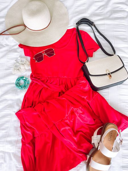 Greece outfit inspo! Vacation outfit, red dress, tiered maxi dress, resortwear 

#LTKstyletip #LTKtravel #LTKFind