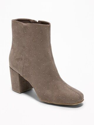 Studded Faux-Suede Block-Heel Boots for Women | Old Navy US